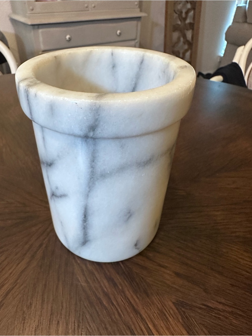 Vintage Heavy Marble Grey White Utensil or Wine bottle chiller